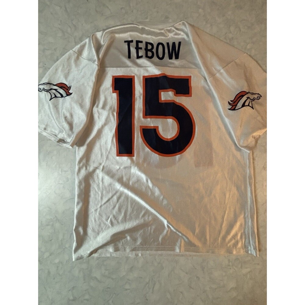 Tim Tebow Denver Broncos #15 Jersey Mens Large NFL Team Apparel White Football